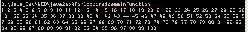 A for loop inside main function