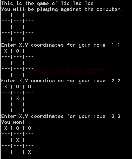 A simple Tic Tac Toe game