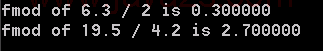  Return remainder of floating point division: fmod