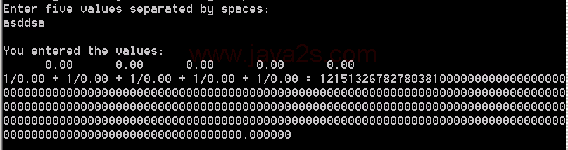 Summing reciprocals of five values