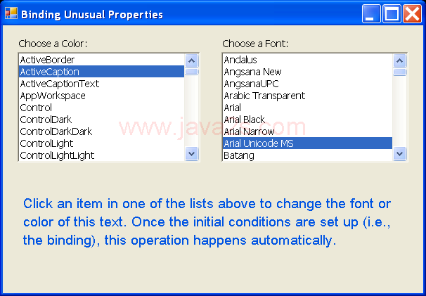 ListBox: Binding Unusual Properties