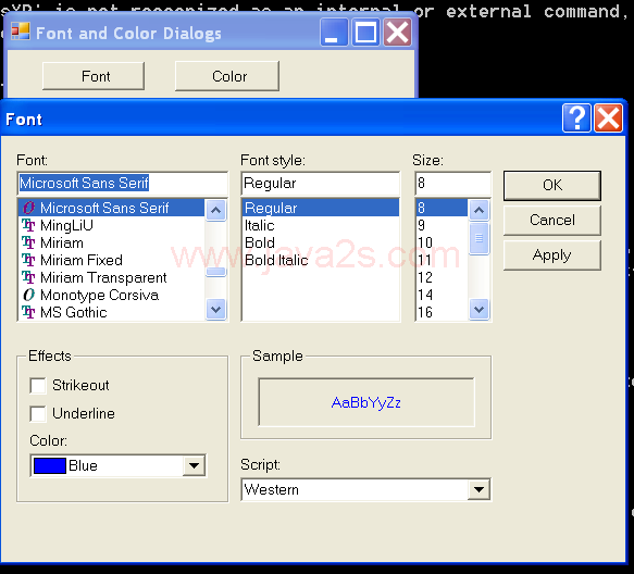 Color Dialog and Font Dialog