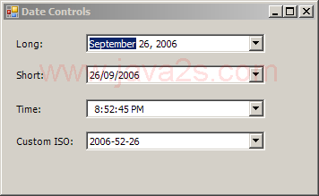 DateTimePicker Format: Short, Time, default and Custom Format