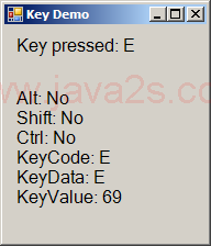 Displaying information about the key the user pressed