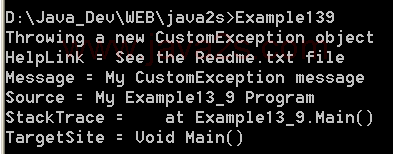 illustrates a custom exception