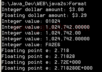 Demonstrates some of the formatting flags for writing text                to the console