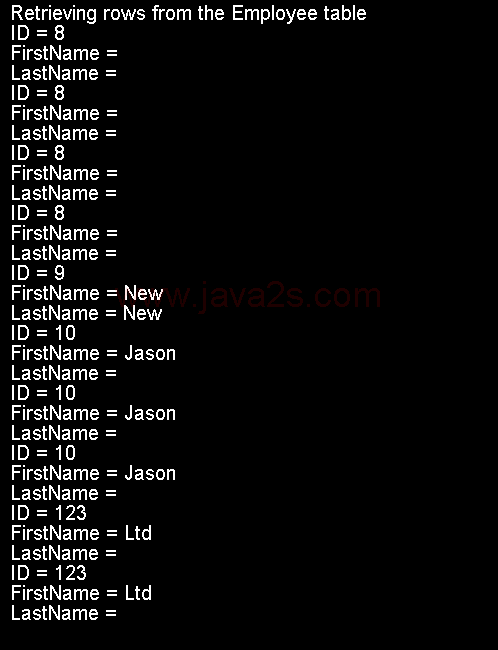 How to perform a SELECT statement and store the returned rows in a DataSet object