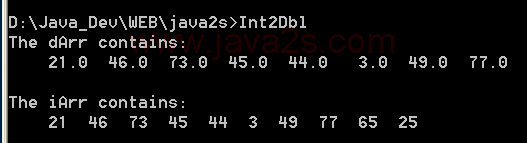 Uses the Array.Copy() method to copy an array of ints into an array of doubles 2