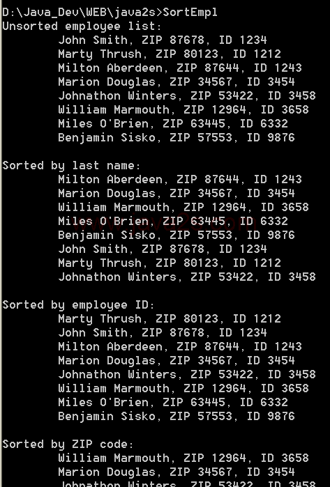 Using a delegate with a container class         to sort the collection and return a sorted array using different         sort criteria