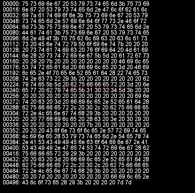 The hex dump program