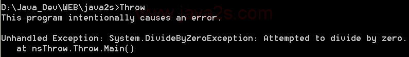 Intentionally throws an error to demonstrate               Just-In-Time debugging