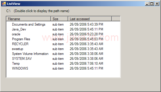 Use ListView to diaplay folder info and double click to enter that directory