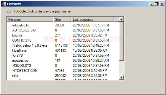 Use ListView to display File info: name, size and date