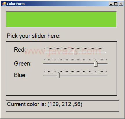 Use TrackBar to control label color