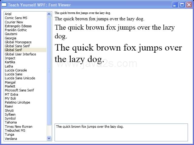 Binding ListBox ItemsSource to Fonts.SystemFontFamilies