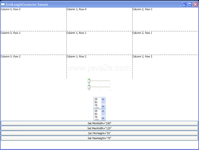 Convert the contents of a ListBoxItem to an instance of GridLength by using GridLengthConverter