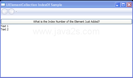 Find the index number of a newly added element within a panel, using the IndexOf method