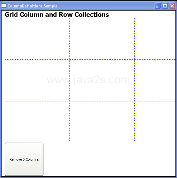 Remove 5 Columns with ColumnDefinitions.RemoveRange