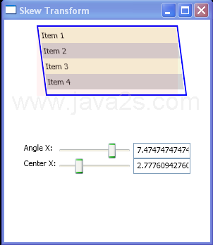 Skew Transforms for a ListBox