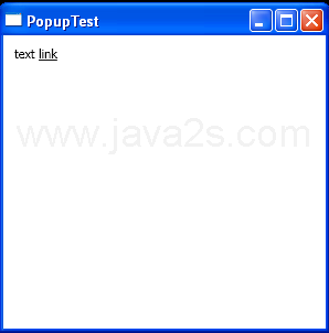 Use Popup to display a hyperlink