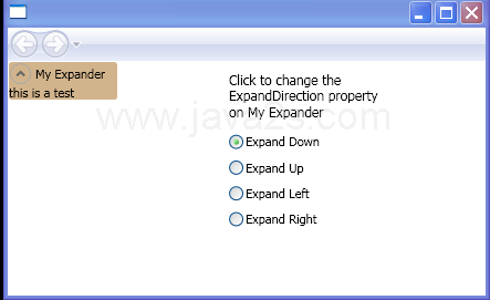 Use the Expander control and set the ExpandDirection property
