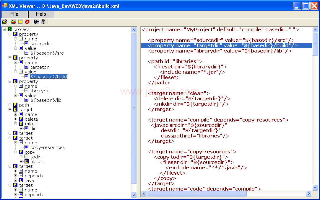 Read an XML Document and display the file as a Tree