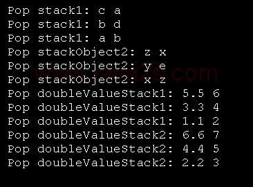 A generic stack that holds two values. 