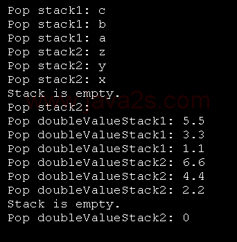 A generic stack that includes exception handling.