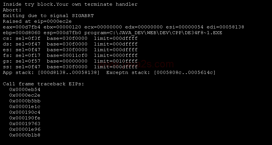 Defines your own terminate( ) handler.