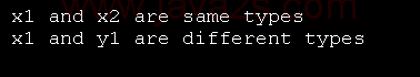 Demonstrate == and != relative to typeid.