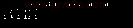 Demonstrate the modulus operator. 