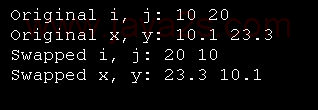 Function template: swap values