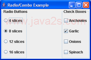 Radio button, ComboBox