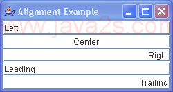 JTextField Alignment Sample