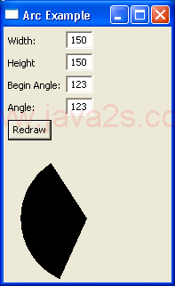 Demonstrates drawing an Arc