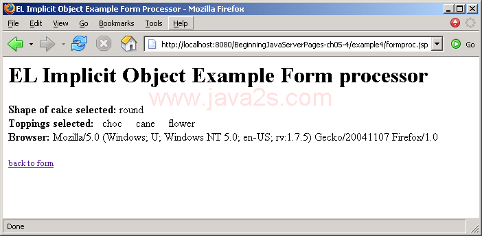 JSP and EL: Implicit Object Example Form processor