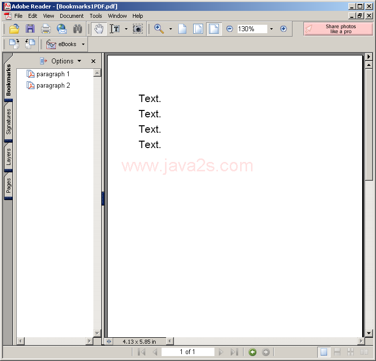 Adding Bookmarks with outline for PDF document