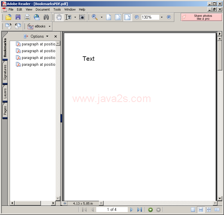 Adding Bookmarks for PDF document