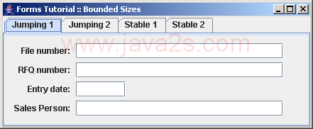 Demonstrates the basic FormLayout sizes: constant, minimum, preferred