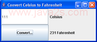 CelsiusConverter: the use of JButton, JTextField and JLabel