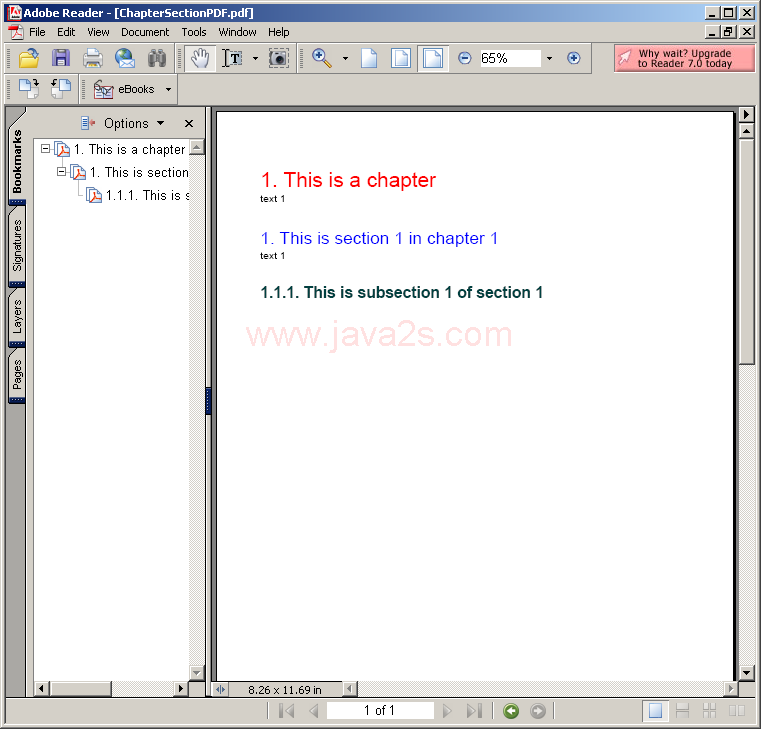 Creating Chapter Section in PDF document