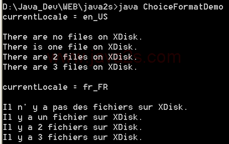 Java I18N: Format : Choice Format Demo