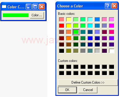 Demonstrates the ColorDialog class
