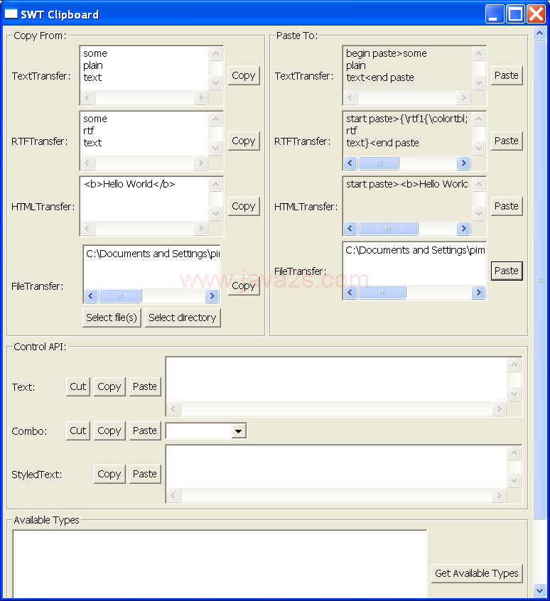 SWT Clipboard Example