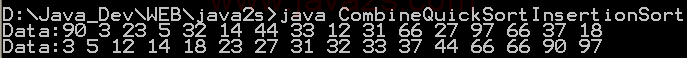 Combine Quick Sort Insertion Sort