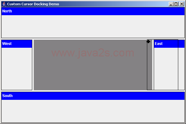 Cursor indication for dockable component