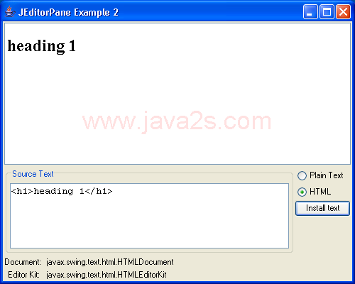 JEditorPane and the Swing HTML Package 2