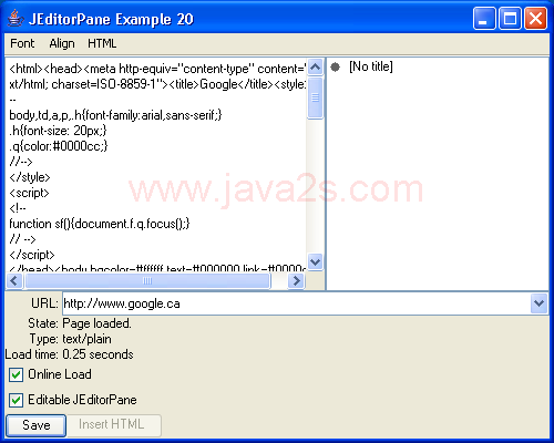 JEditorPane Example 20