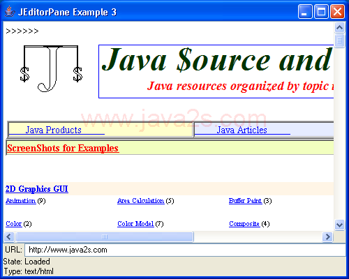 JEditorPane和HTML包3