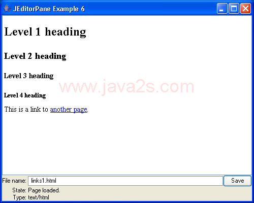 JEditorPane and the Swing HTML Package 6